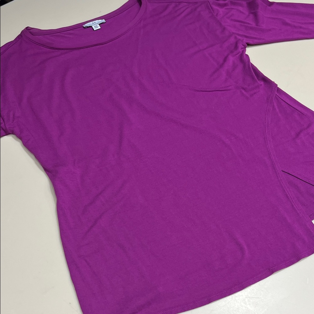 Halston Magenta Scoop Neck Top Medium - Picture 3 of 9